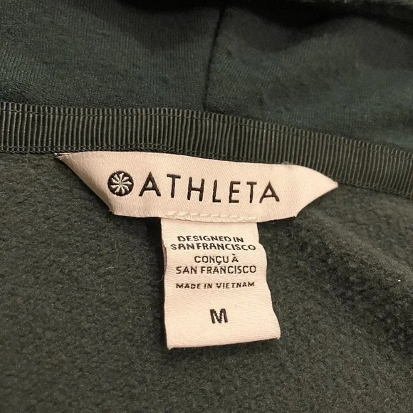 Athleta Purana Wrap Sweatshirt Hooded Pockets Long Sleeve Thumbholes Green Med - Picture 3 of 6